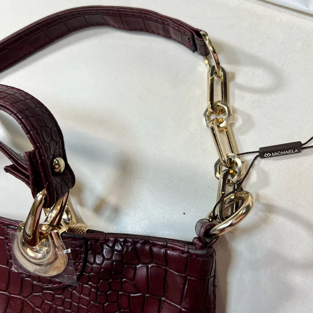 Burgundy mock croc best sale bag