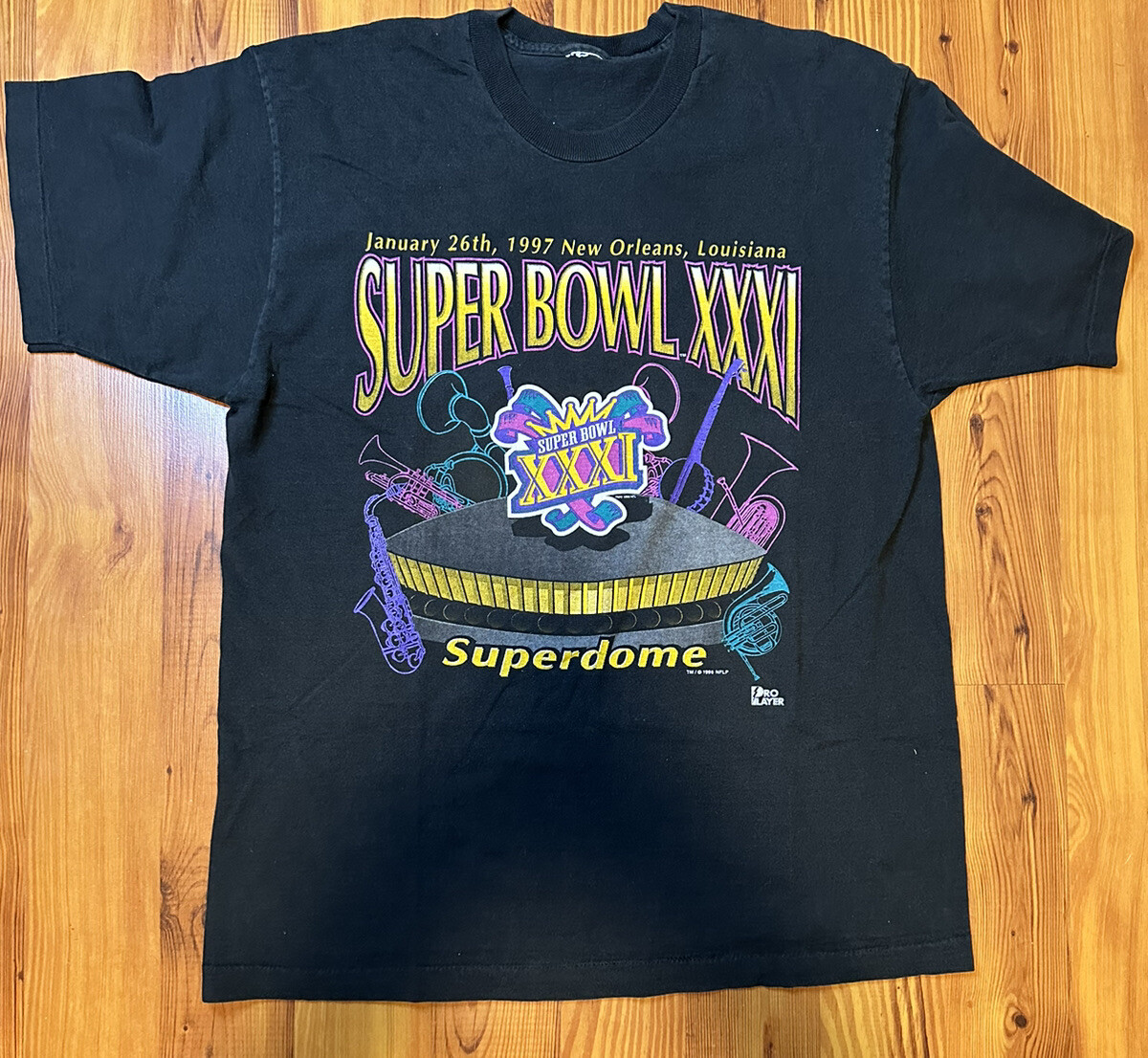 Vintage 90s Single Stitch New Orleans T Shirt Super Bowl XXXI RARE