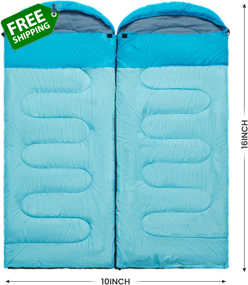 Double Sleeping Bags for Adults 2 Person, XL Queen Size Combinable Two