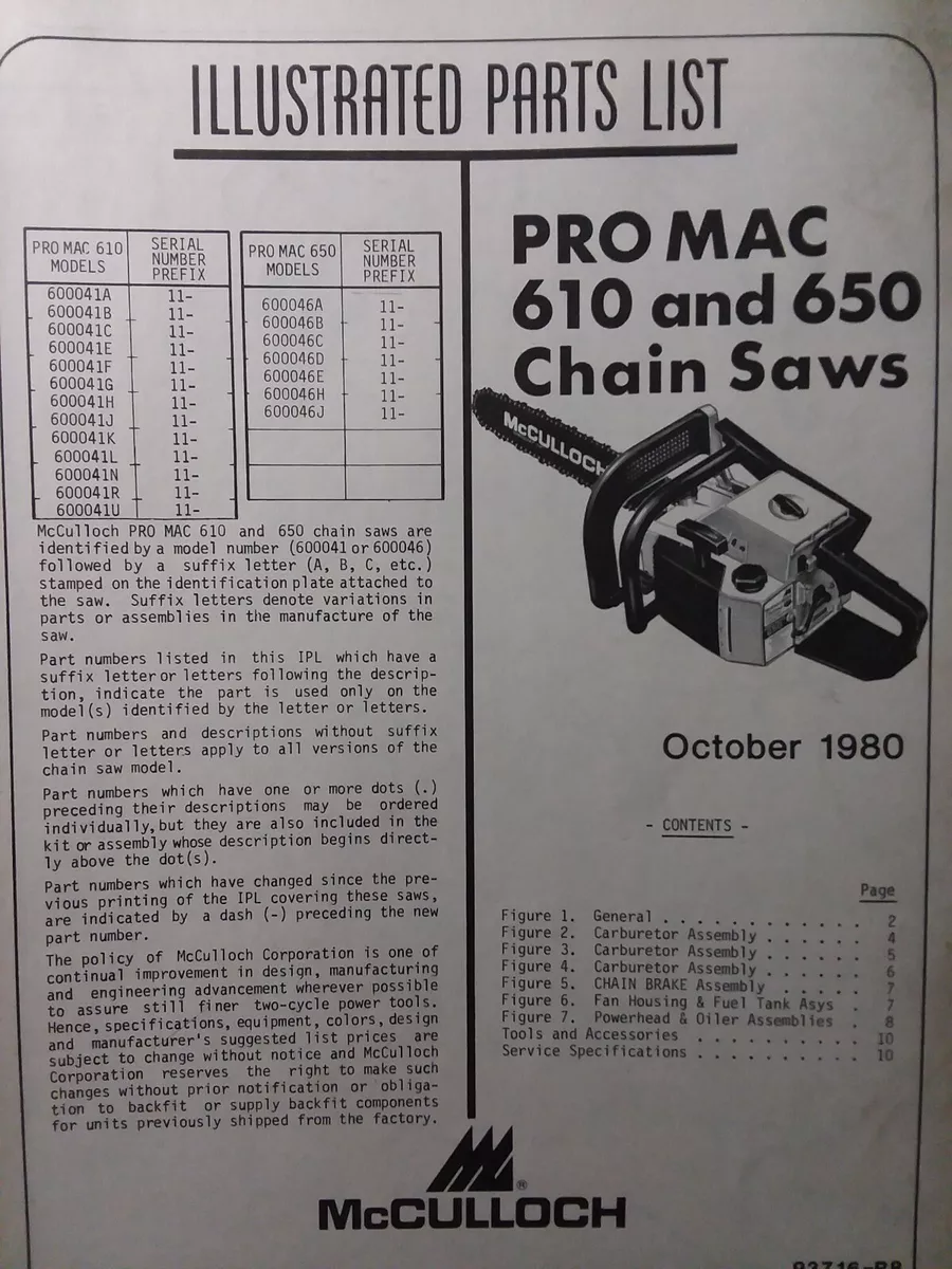Mcculloch online 610 chainsaw