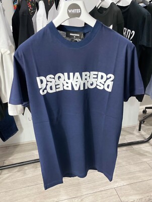 Dsquared2 Cool Fit Mirrored Logo Navy T-Shirt Small Brand New