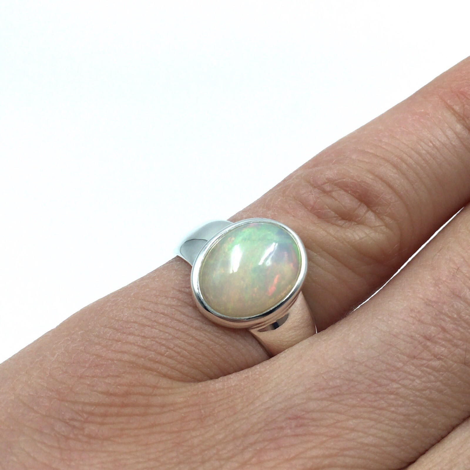Solid 925 Silver Ring Opal 3.5ct Solid Band Ring … - image 5