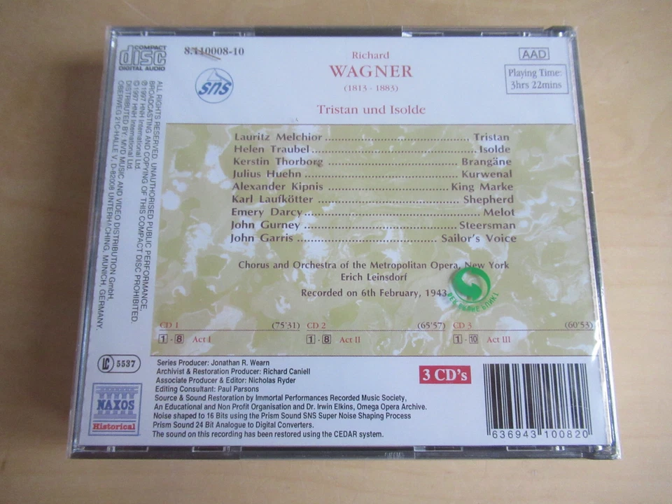 Wagner-Tristan & Isolde-Metropolitan NY 1943-Melchior, Traubel....-3er sealed CD - Bild 2 von 3