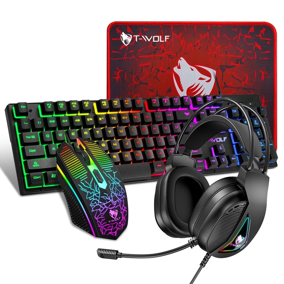 Wired Gaming Keyboard and Mouse Headset Combo RGB Backlit for Xbox One PS5 PS4 - Image 2 of 4