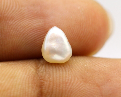 0.94 Ct Natural Pearl Loose From Iraq - Basra 6X5 m Trillian Cab Off-White Color - Picture 4 of 10