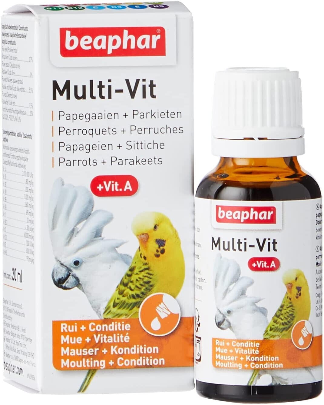 BEAPHAR 20ML BOGENA DAILY MULTI VITAMINS ADDITIVE FOR PARROTS & PARAKEETS VIT A