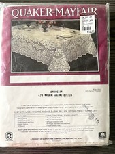 Vintage Quaker-Mayfair Lace Tablecloth Kensington Natural Oblong 60x104 NEW NOS