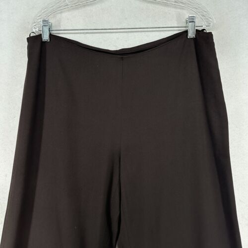 EILEEN FISHER Pants PL Stretch Viscose Virgin Wool Crepe Wide Side Zip Brown - Picture 3 of 17