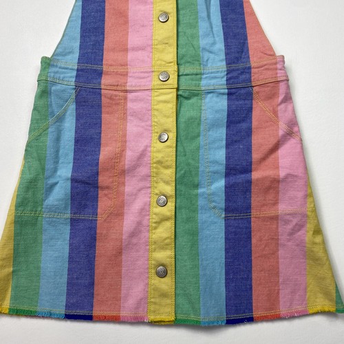 NEW! Girls Boden Multi Rainbow Stripe Denim Overalls Size 13-14Y W/Tags - Picture 3 of 7