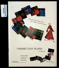 1948 Cohama Fabrics Clan Plaids Rayon Woman Dress Vintage Print Ad 28947