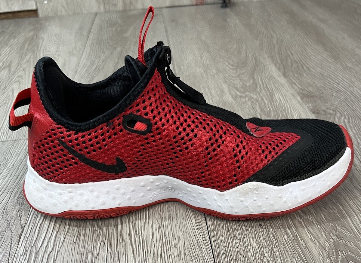 Nike PG 4 Basketball Shoes Zip And Lace - Black Red White