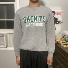 Vintage Russell Athletic Grey Lacrosse Sweatshirt Crewneck Made in USA 90s Med/L