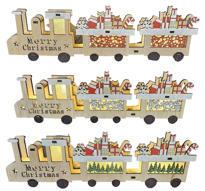 Treno Trenino Natalizio in Legno Decorativo con Luci LED vari colori, fotografia 5 di 7