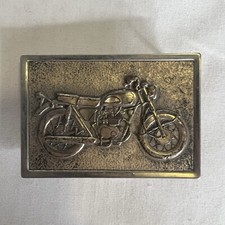 Vintage Motorcycle Bike Belt Buckle Hippie Biker Brass Metal Rectangle