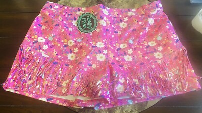 3X Plus WESTERN FRINGED SHORTS STERLING KREEK Pink & Floral Rodeo Cowgirl NWT