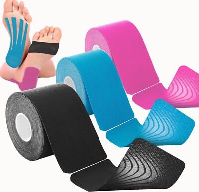 3 Rolls Precut Kinesiology Waterproof Sports Tape - Muscle Pain Relief Patches
