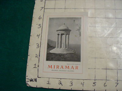 vintage Travel item: SPAIN---MIRAMAR Majorca (balearic islands, 1950's opens MAP