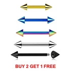 Nipple Bars Ear Surgical Steel Titanium Plated Barbell Piercing Spiked Cone Ends