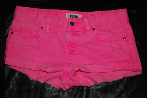 PINK Hot Pink Cut-off Denim Shorts 