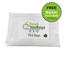 100 6X10 PINT FoodVacBags Vacuum Seal Bags for FoodSaver machines Embossed Bag