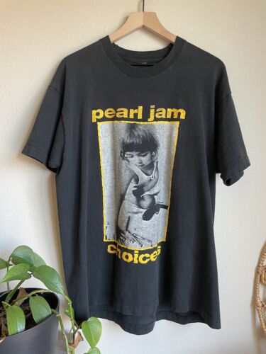 Vintage 1992 Pearl Jam Choices Rare Yellow Lollapalooza T-Shirt XL Original - Afbeelding 1 van 6