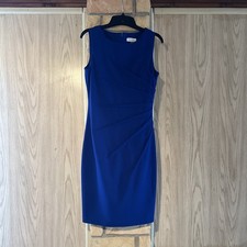 Calvin Klein Blue Knee Length Sleeveless Dress Size 4 Used Pencil