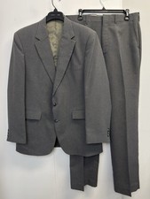 Highland Park Mens 2 Piece Suit 42R Jacket Blazer 34X32 Pants Grey Striped