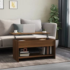  Coffee Table Brown Oak Engineered Wood Medium Storage