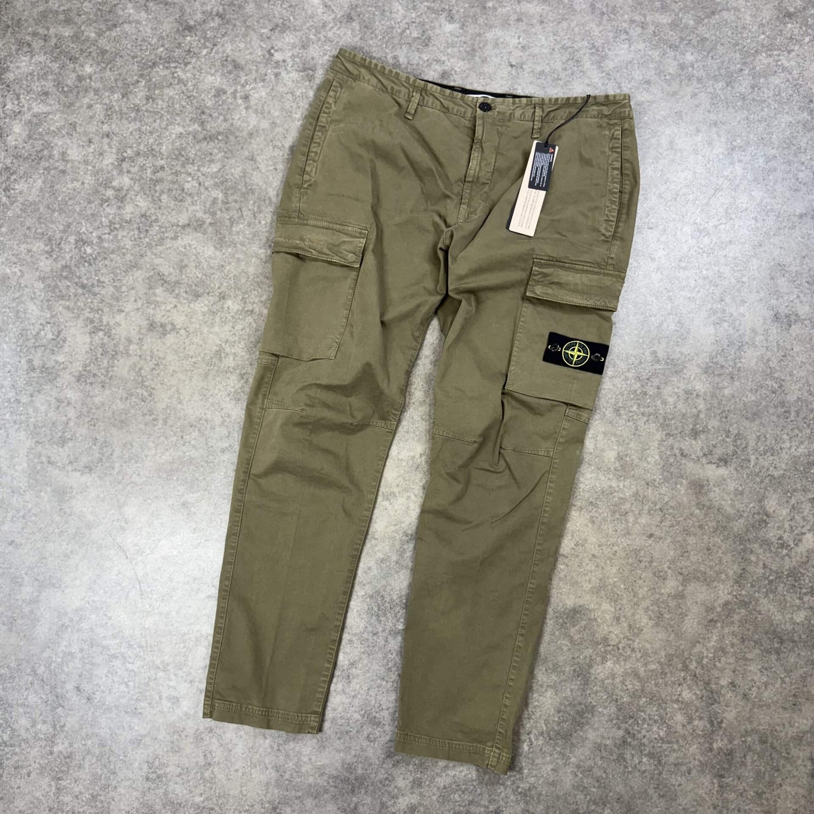 Stone Island Khaki Thick Cotton Type RE Cargo Trousers RRP £435