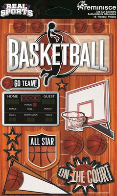 Basketball, scrapbook stickers, 4'' x 9'' - Reminisce RS150