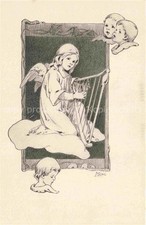 LoeWE Meta Kuenstlerkarte Kinder Engel Hakenharfe