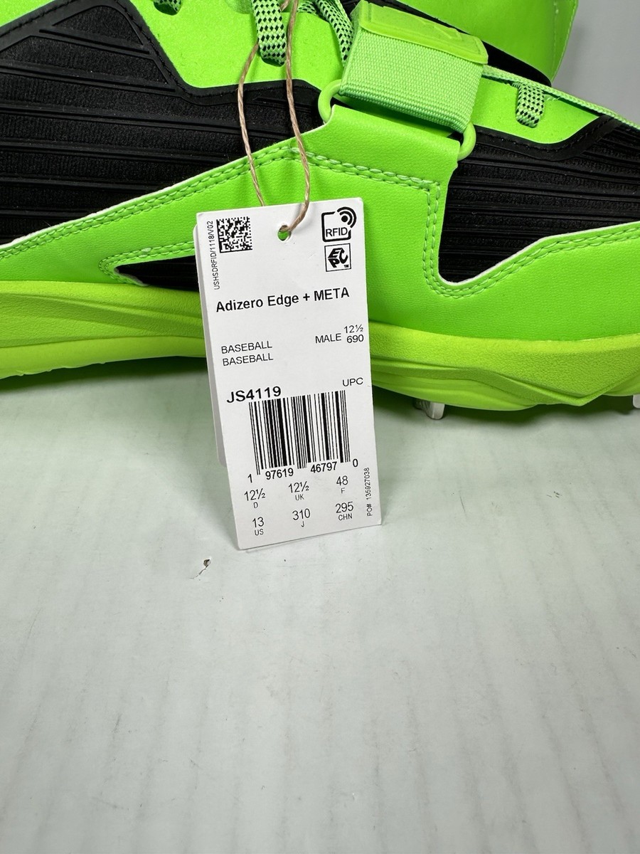 Size 13 Adidas Adizero Edge + METAL Solar Green/Black Men Baseball Cleats JS4119 Size 13 Adidas Adizero Edge + METAL Solar Green/Black Men  main image 3