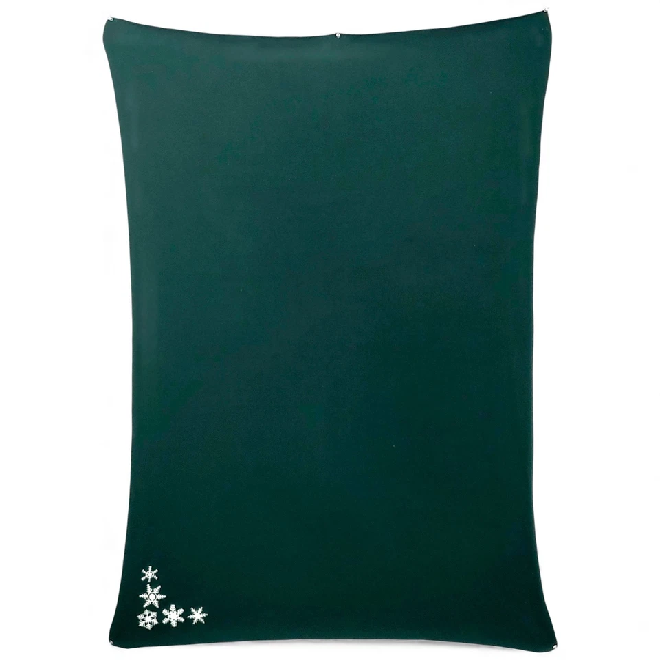 Forest Green Fleece w/ Embroidered Snowflakes Throw Blanket 57" x 40" - Image 2 of 4