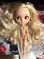 12'' Nude Blythe Doll Tan Skin Matte Face Blonde Hair Side Part 1/6 Jointed Body