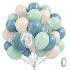 60pcs Under the Sea Balloons 12inch, Blue and Green Balloons Blue White Green