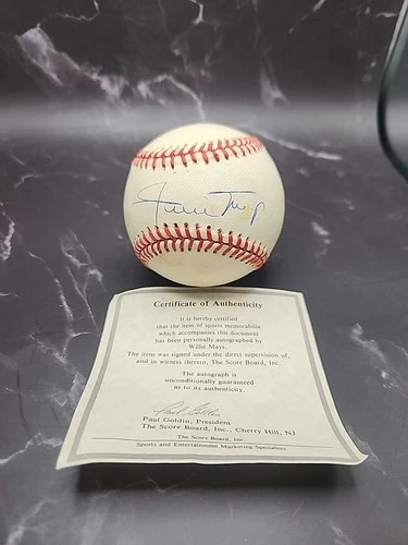 Willie Mays Autographed National League Baseball Paul Goldin COA