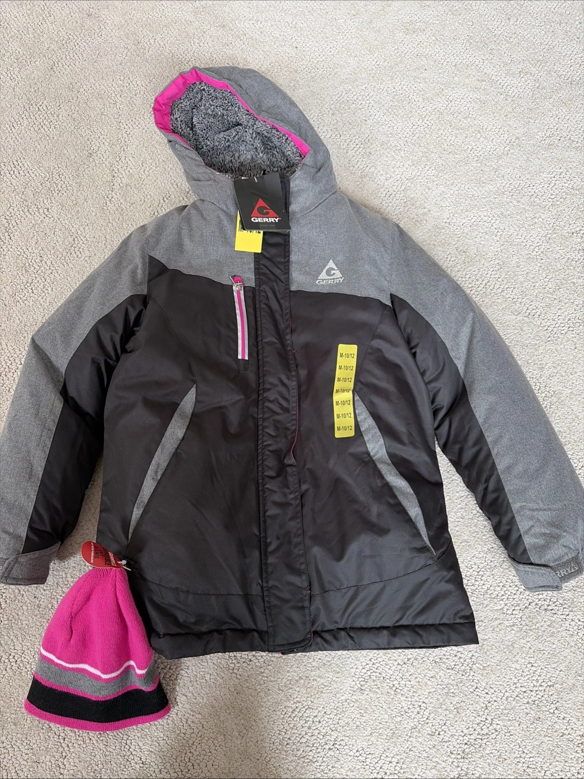 NWT - Gerry Youth 3-in-1 Systems Jacket Black Pink Girl’s Size 10/12 + Bonus Hat