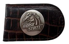 Boise State Broncos Genuine Leather Money in Brown by Enmon-New in Tin