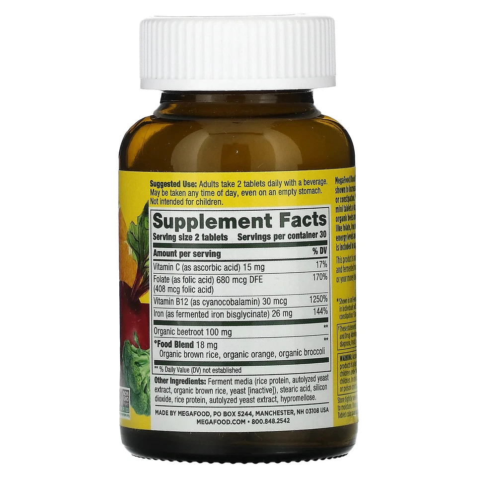 MegaFood Blood Builder Minis 60 Tablets Dairy-Free, Gluten-Free, Kosher, NSF - Image 2 of 3