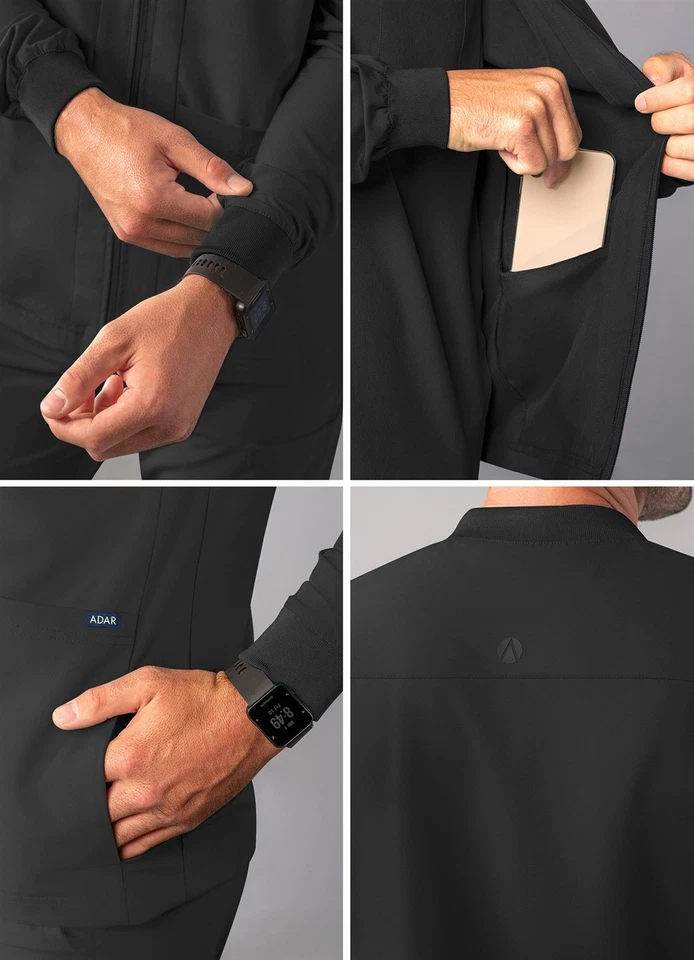 Adar Addition Scrubs For Men - Zippered Bomber Scrub Jacket - Image 4 of 4