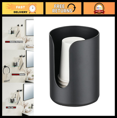 Bathroom Cup Dispenser - Black Small Holder for Disposable Rinsing Cups, 3 oz/5
