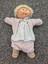Muñeca vintage Cabbage Patch Kids 1982 Coleco cabello rubio rosa tejido top + pantalones cortos