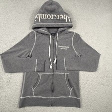 VTG Abercrombie Fitch Hoodie Womens Small Fleece Zip Sweatshirt Spellout Y2K 00s