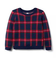 Janie Jack Boy Dark Marine Tartan The Holiday Tartan Sweater Size 14 Blue Red