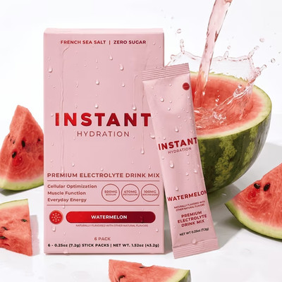 Instant Hydration Sugar Free Electrolyte Powder, Watermelon, 6 Sticks