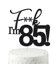 85 Cake Toppers, 85 Birthday Cake Toppers-Black Glitter, Funny 85th Cake Topp...