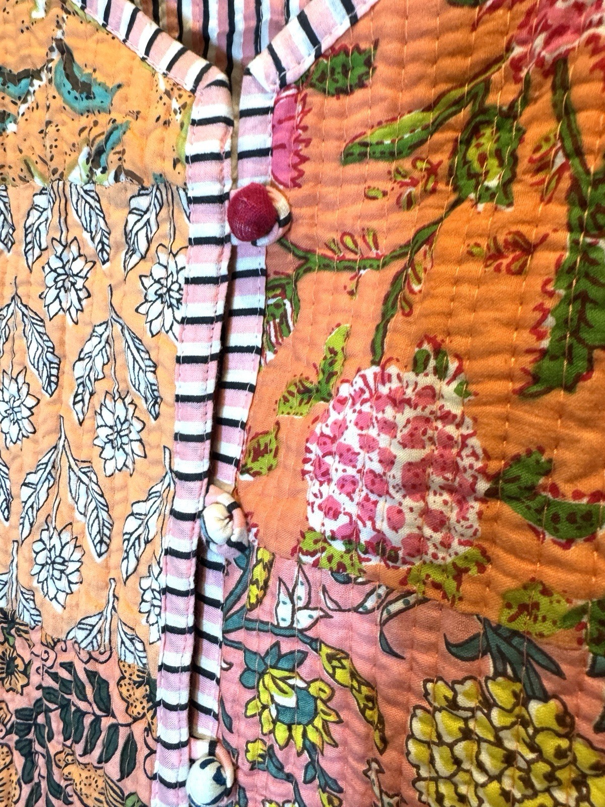 Patchwork Quilted Cotton Jacket Handmade Women Si… - image 8