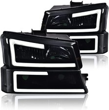 Led Drl Headlights Assembly Compatible Chevy Silverado Avalanche 2003-2006 1500