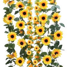 HO2NLE 6 Pack Artificial Sunflower Garland 7.2FT Fake Silk Sunflowers Yellow