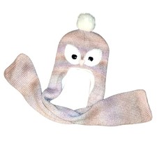 Children's Place Owl Knit Hat Scarf 2 - in - 1 Pink size Lg/XL